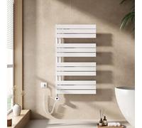 EMKE Seche Serviette Electrique 1041x600 mm, Porte-Serviettes Chauffant avec Thermostat, Chauffe Serviette Salle de Bain Blanc 600W,Sèche Serviette électrique