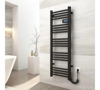 EMKE Seche Serviette Electrique 120 x 40 cm,450 W, Radiateur Salle de Bain avec Contrôleur d'affichage numérique, Droit Sèche-Serviettes électrique (Noir)
