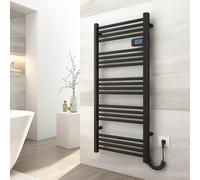 EMKE Seche Serviette Electrique 120 x 54 cm,600 W, Radiateur Salle de Bain avec Contrôleur d'affichage numérique, Droit Sèche-Serviettes électrique (Noir)