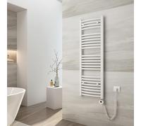 EMKE Seche Serviette Electrique, 1200 x 400 mm Blanc 500W, Chauffe Serviette Salle de Bain avec Thermostat,Sèche Serviette électrique,Porte-Serviettes Chauffant