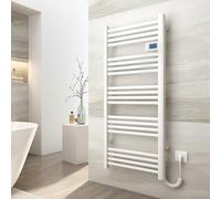 EMKE Seche Serviette Electrique 120x54 cm,600W, Radiateur Salle de Bain avec Contrôleur d'affichage numérique, Droit Sèche-Serviettes électrique (Blanc)