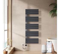 EMKE Seche Serviette Electrique 1320 x 500 mm,Anthracite,WiFi,800 W | Porte-Serviettes Chauffant avec WiFi Thermostat, Chauffe Serviette Salle de Bain,Sèche Serviette électrique