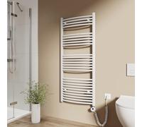 EMKE Seche Serviette Electrique, 140x60 cm Blanc 600W, Chauffe Serviette Salle de Bain avec WiFi Thermostat,Sèche Serviette électrique,Porte-Serviettes Chauffant