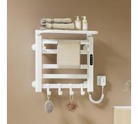 EMKE Seche Serviette Electrique 50 x 50 cm,Blanc,WiFi,LCD intégré, Radiateur Sèche Serviette Électrique,140W,Équipé d'une Étagère et de Crochets