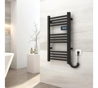 EMKE Seche Serviette Electrique 75 x 40 cm,180 W, Radiateur Salle de Bain avec Contrôleur d'affichage numérique, Droit Sèche-Serviettes électrique (Noir)