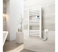 EMKE Seche Serviette Electrique 75 x 40 cm,180 W, Radiateur Salle de Bain avec Contrôleur d'affichage numérique, Droit Sèche-Serviettes électrique (Blanc)