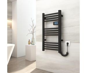 EMKE Seche Serviette Electrique 75 x 40 cm,180 W, Radiateur Salle de Bain avec Contrôleur d'affichage numérique, Droit Sèche-Serviettes électrique (Noir)