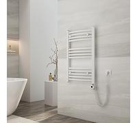 EMKE Seche Serviette Electrique, 750 x 500 mm Blanc 300W, Chauffe Serviette Salle de Bain avec Thermostat,Sèche Serviette électrique,Porte-Serviettes Chauffant