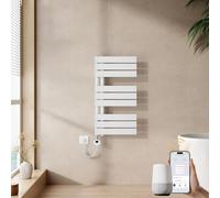 EMKE Seche Serviette Electrique 762 x 400 mm, Porte-Serviettes Chauffant avec WiFi Thermostat, Chauffe Serviette Salle de Bain Blanc 400 W,Sèche Serviette électrique