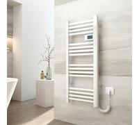 EMKE Seche Serviette Electrique 96 x 40 cm,300 W, Radiateur Salle de Bain avec Contrôleur d'affichage numérique, Droit Sèche-Serviettes électrique (Blanc)