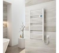 EMKE Seche serviette electrique 96 x 54 cm,500 W, Radiateur salle de bain avec Contrôleur d'affichage numérique, droit Sèche-serviettes électrique (Blanc)