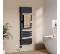 EMKE Seche Serviette Electrique avec WiFi Thermostat,132x50 cm, Anthracite | Sèche-Serviettes Électrique,800W,Porte-Serviettes Électrique,Radiateur Seche Serviette Salle de Bain Mural