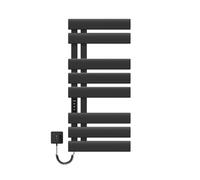 EMKE Seche Serviette Electrique Mural 85x40cm,WiFi, Noir Mat,Montage Gauche | Porte-Serviettes Chauffant Économe en Énergie, Contrôle Intelligent de la Température, 230 W, Écran Tactile