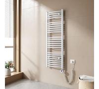EMKE Sèche-Serviette électrique pour Salle de Bain 120 x 40 cm, Radiateur courbé avec WiFi Thermostat, Chauffe-Serviettes électrique, Support Porte-Serviettes électrique, Blanc,500 Watts