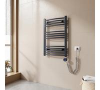 EMKE Sèche-Serviette électrique pour Salle de Bain 75 x 50 cm, Radiateur courbé avec Thermostat, Chauffe-Serviettes électrique,Support Porte-Serviettes électrique, Anthracite,300 Watts