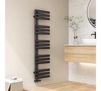 EMKE Sèche Serviettes à Eau Chaude Tube Ovale,143 x 40 cm,Radiateur de Salle de Bains à Tube Ovale,Porte-Serviettes pour Le Chauffage de la Salle de Bain, Chauffage de l'eau Chaude,510W,Anthracite