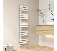 EMKE Sèche Serviettes à Eau Chaude Tube Ovale,143x40cm,Radiateur de Salle de Bains à Tube Ovale,Porte-Serviettes pour Le Chauffage de la Salle de Bain, Chauffage de l'eau Chaude,484W,Blanc