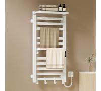 EMKE Sèche-Serviettes Électrique 1000 x 500 mm,Blanc 280W,Porte-Serviettes Chauffant avec Étagère Et Crochets, Température Réglable 30-70°C, Fonction Minuterie,WiFi,Radiateur Sèche-Serviettes