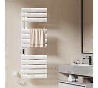 EMKE Sèche-Serviettes Électrique, 1350x500mm, 440W, Blanc, Côté Gauche,Porte-Serviettes Chauffant,Écran Tactile, Radiateur Sèche-Serviettes Contrôle Wi-FI, Fonction Minuteur