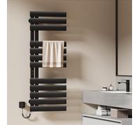 EMKE Sèche-Serviettes Électrique,1350x500mm, 440W, Noir, Côté Gauche,Porte-Serviettes Chauffant,Écran Tactile, Radiateur Sèche-Serviettes Contrôle Wi-FI, Fonction Minuteur
