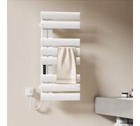 EMKE Sèche-Serviettes Électrique, 850x400mm, 230W, Blanc, Côté Gauche,Porte-Serviettes Chauffant,Écran Tactile, Radiateur Sèche-Serviettes Contrôle Wi-FI, Fonction Minuteur