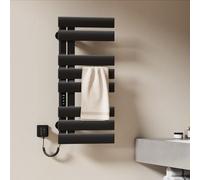 EMKE Sèche-Serviettes Électrique, 850x400mm, 230W, Noir, Côté Gauche,Porte-Serviettes Chauffant,Écran Tactile, Radiateur Sèche-Serviettes Contrôle Wi-FI, Fonction Minuteur
