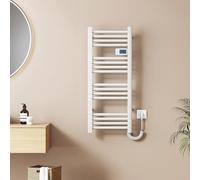 EMKE Sèche-Serviettes Électrique 960 x 400 mm, Porte-serviettes de salle de bain électrique avec interrupteur tactile et minuterie, sèche-serviettes chauffant électrique, chauffe-serviettes Blanc 300W