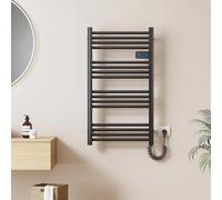 EMKE Sèche-Serviettes Électrique 960 x 540 mm, Porte-Serviettes de Salle de Bain électrique avec Interrupteur Tactile et minuterie, sèche-Serviettes Chauffant électrique, Chauffe-Serviettes Noir 500W