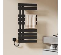 EMKE Sèche-serviettes électrique Asymétrie 1000x500mm Noir mat Radiateur intelligent Timing Radiateur de salle de bain 350W thermostatique Porte-serviettes