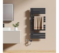 EMKE Sèche-serviettes Électrique Asymétrie Radiateur de salle de bain avec thermostat programmable Chauffe-serviettes 1041 x 500mm Anthracite Porte-serviettes Radiateur avec résistance 600W
