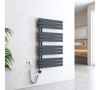 EMKE Sèche-serviettes Électrique Asymétrie Radiateur de salle de bain avec thermostat programmable Chauffe-serviettes 1041 x 600mm Anthracite Porte-serviettes Radiateur avec résistance 600W
