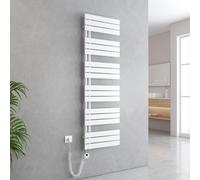 EMKE Sèche-serviettes Électrique Asymétrie Radiateur de salle de bain avec thermostat programmable Chauffe-serviettes 1599 x 500mm Blanc Porte-serviettes Radiateur avec résistance 1000W