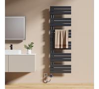 EMKE Sèche-serviettes Électrique Asymétrie Radiateur de salle de bain avec thermostat programmable Chauffe-serviettes 1599 x 500mm Anthracite Porte-serviettes Radiateur avec résistance 1000W