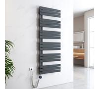 EMKE Sèche-serviettes électrique Asymétrique, radiateur de salle de bain électrique avec thermostat & minuterie, 1599 x 600 mm, résistance 1000W, anthracite