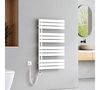 EMKE Sèche-Serviettes Électrique avec Thermostat,1041x600mm, Seche Serviette Electrique,600W Blanc,Porte-Serviettes Électrique,Radiateur Seche Serviette Salle de Bain Mural