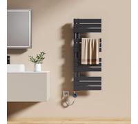 EMKE Sèche-Serviettes Électrique avec Thermostat 104x40 cm 400 Watts Anthracite, Sèche-Serviettes Électrique avec Résistance Électrique Inclus avec Minuterie