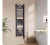 EMKE Sèche-Serviettes électrique avec Thermostat, 1200x 400 mm, radiateur de Salle de Bain courbé électrique, Chauffe-Serviettes, Porte-Serviettes électrique, Anthracite, 500W