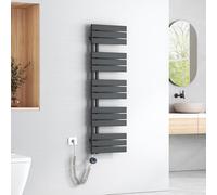 EMKE Sèche-Serviettes Électrique avec Thermostat,1320x400mm, Seche Serviette Electrique,600W Anthracite,Porte-Serviettes Électrique,Radiateur Seche Serviette Salle de Bain Mural