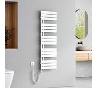 EMKE Sèche-Serviettes Électrique avec Thermostat,1320x400mm, Seche Serviette Electrique,600W Blanc,Porte-Serviettes Électrique,Radiateur Seche Serviette Salle de Bain Mural