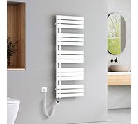 EMKE Sèche-Serviettes Électrique avec Thermostat,1320x500mm, Seche Serviette Electrique,800W Blanc,Porte-Serviettes Électrique,Radiateur Seche Serviette Salle de Bain Mural