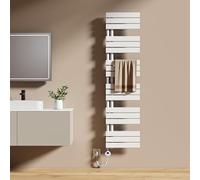 EMKE Sèche-Serviettes Électrique avec Thermostat 160x40 cm 800 Watt Blanc, Sèche-Serviettes Électrique avec Support De Serviette Inclus Résistance Chauffante avec Minuterie