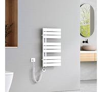 EMKE Sèche-Serviettes Électrique avec Thermostat,762x400mm, Seche Serviette Electrique,400W Blanc,Porte-Serviettes Électrique,Radiateur Seche Serviette Salle de Bain Mural
