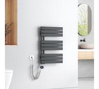 EMKE Sèche-Serviettes Électrique avec Thermostat,762x500mm, Seche Serviette Electrique,400W Anthracite,Porte-Serviettes Électrique,Radiateur Seche Serviette Salle de Bain Mural