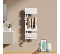 EMKE Sèche-Serviettes Électrique avec WiFi Thermostat 104 x 40 cm Blanc | Sèche-Serviettes Électrique avec Support De Serviette Inclus Résistance Chauffante avec Minuterie, 400 Watt