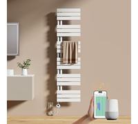 EMKE Sèche-Serviettes Électrique avec WiFi Thermostat 160 x 40 cm 800 Watt Blanc, Sèche-Serviettes Électrique avec Support De Serviette Inclus Résistance Chauffante avec Minuterie