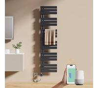 EMKE Sèche-Serviettes Électrique avec WiFi Thermostat 160x40 cm Anthracite | Sèche-Serviettes Électrique avec Support De Serviette Inclus Résistance Chauffante avec Minuterie, 800 Watt