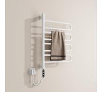 EMKE Sèche-Serviettes Électrique de pivotant à 180°, 78 x 43 cm,Blanc | Porte-Serviettes Chauffant électrique Intelligent WiFi, Séchoir à Serviettes électrique, 130W