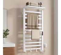 EMKE Sèche-Serviettes Électrique de Salle de Bain 1000 x 500 mm, Porte-Serviettes Chauffant électrique à température constante, Séchoir à Serviettes avec étagère 280W, Blanc
