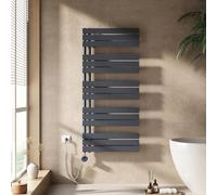 EMKE Sèche-Serviettes Électrique pour Salle de Bain avec Thermostat 1320x600 mm, Porte-Serviettes Chauffant, Chauffage pour Serviettes avec Barre chauffante, Anthracite, 800W