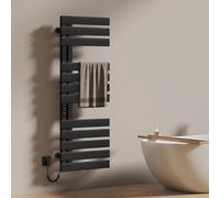 EMKE Sèche-Serviettes Électrique Salle de Bain 1300 x 500 mm,Noir Mat | Porte-Serviettes Chauffant électrique, 440W,Chauffe-Serviettes Électrique,Contrôle Intelligent de la température